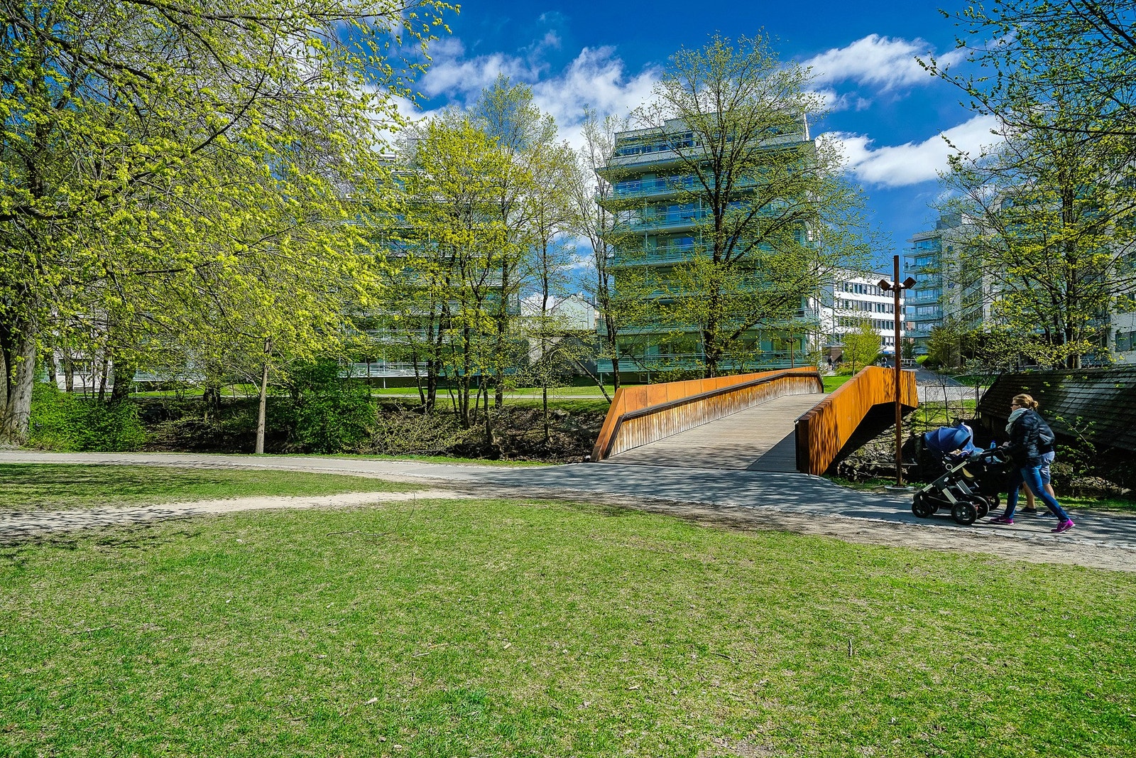 Bjølsenparken er en lys og populær park med store åpne områder. Galleribilde