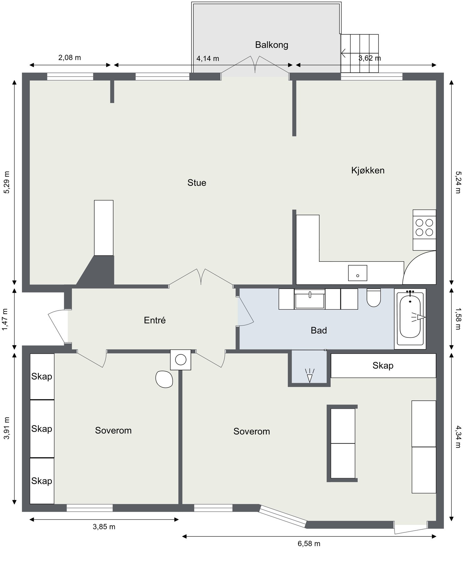 - Boligen disponerer totalt 4 boder på til sammen 24 m² - Galleribilde
