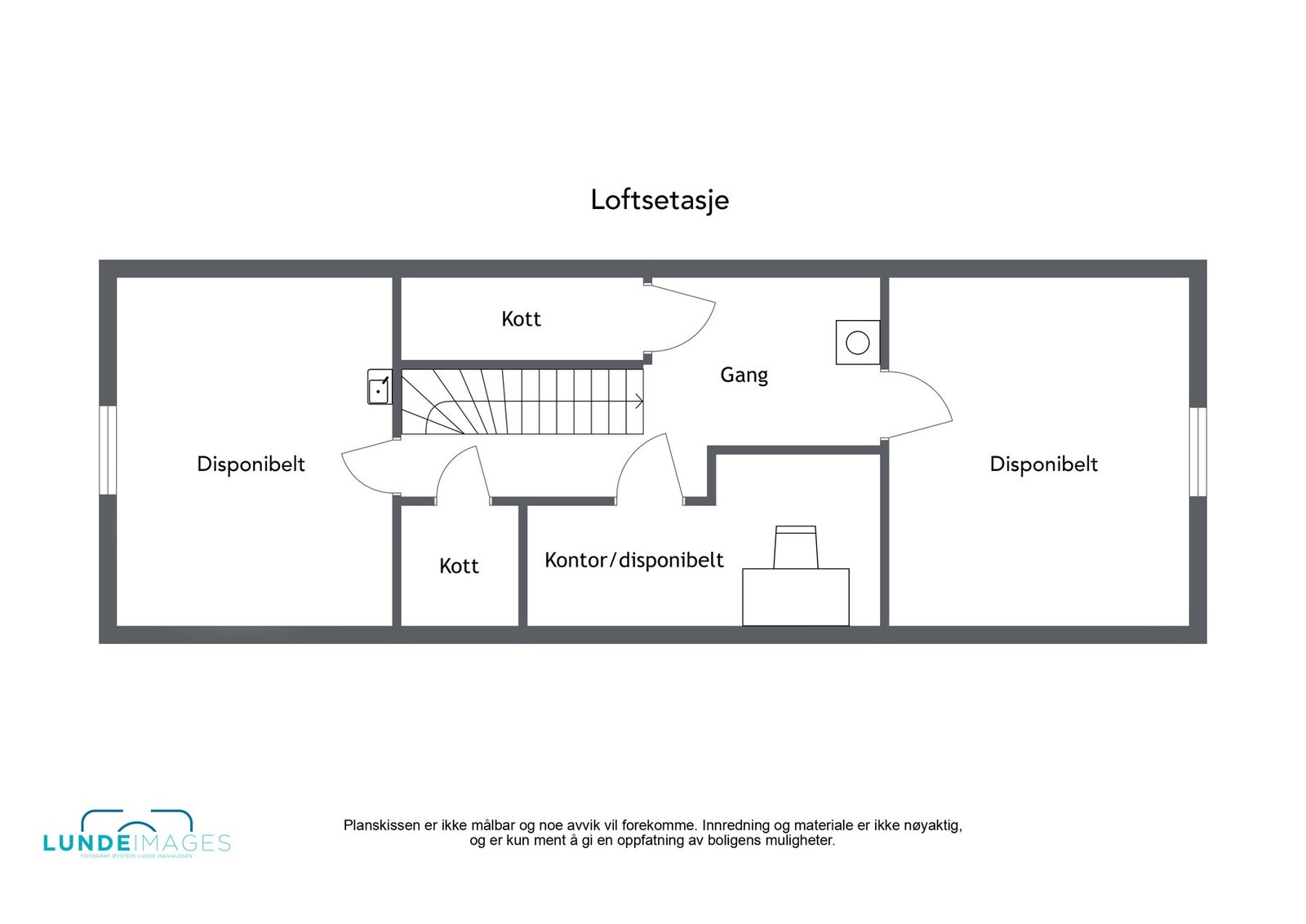 Planskisse loftsetasje - ikke målbar - Innredning av loftsetasjen er ikke omsøkt. Galleribilde