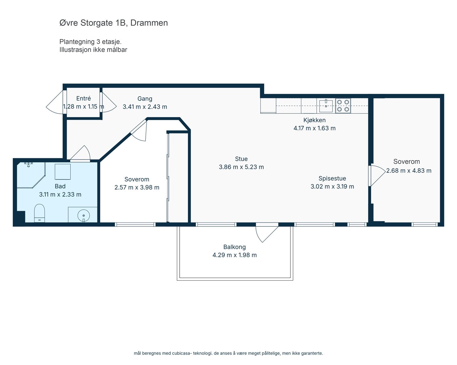 2D Floor Plan for 1b Øvre Storgate Galleribilde