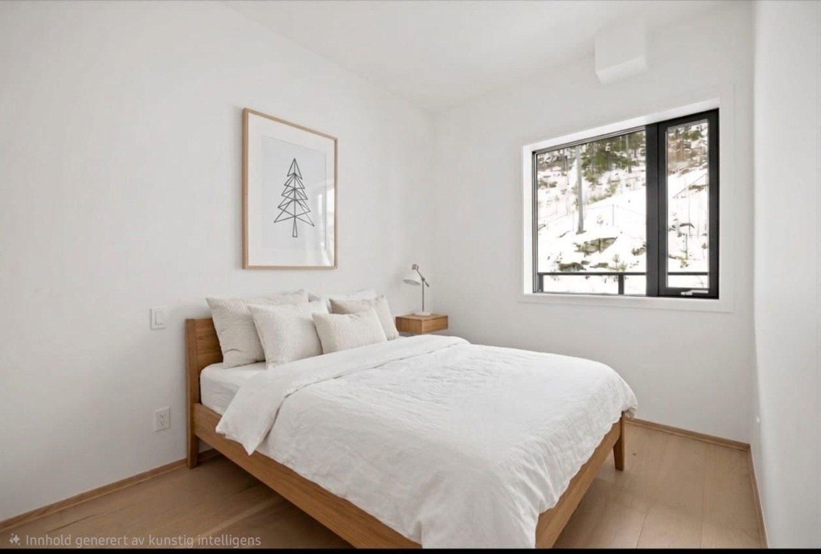 Leiligheten er digitalt stylet ved bruk av AI. Galleribilde