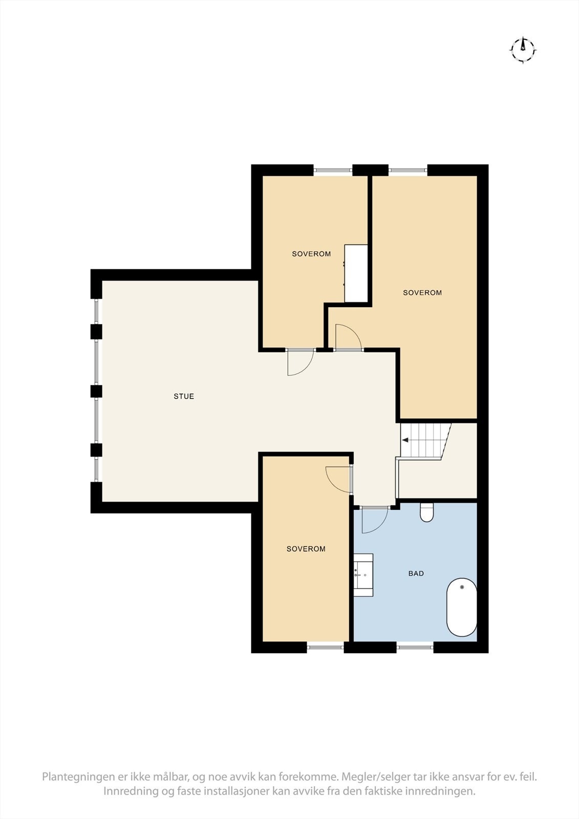 2. etasje er en egen sone med loftstue, 3 soverom og et stort bad. Galleribilde