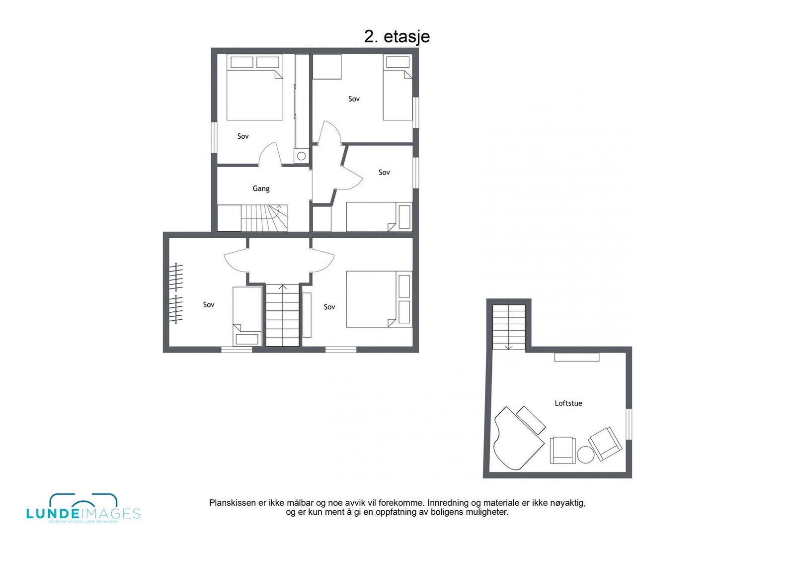 Plantegning 2 etasje - ikke målbar Galleribilde