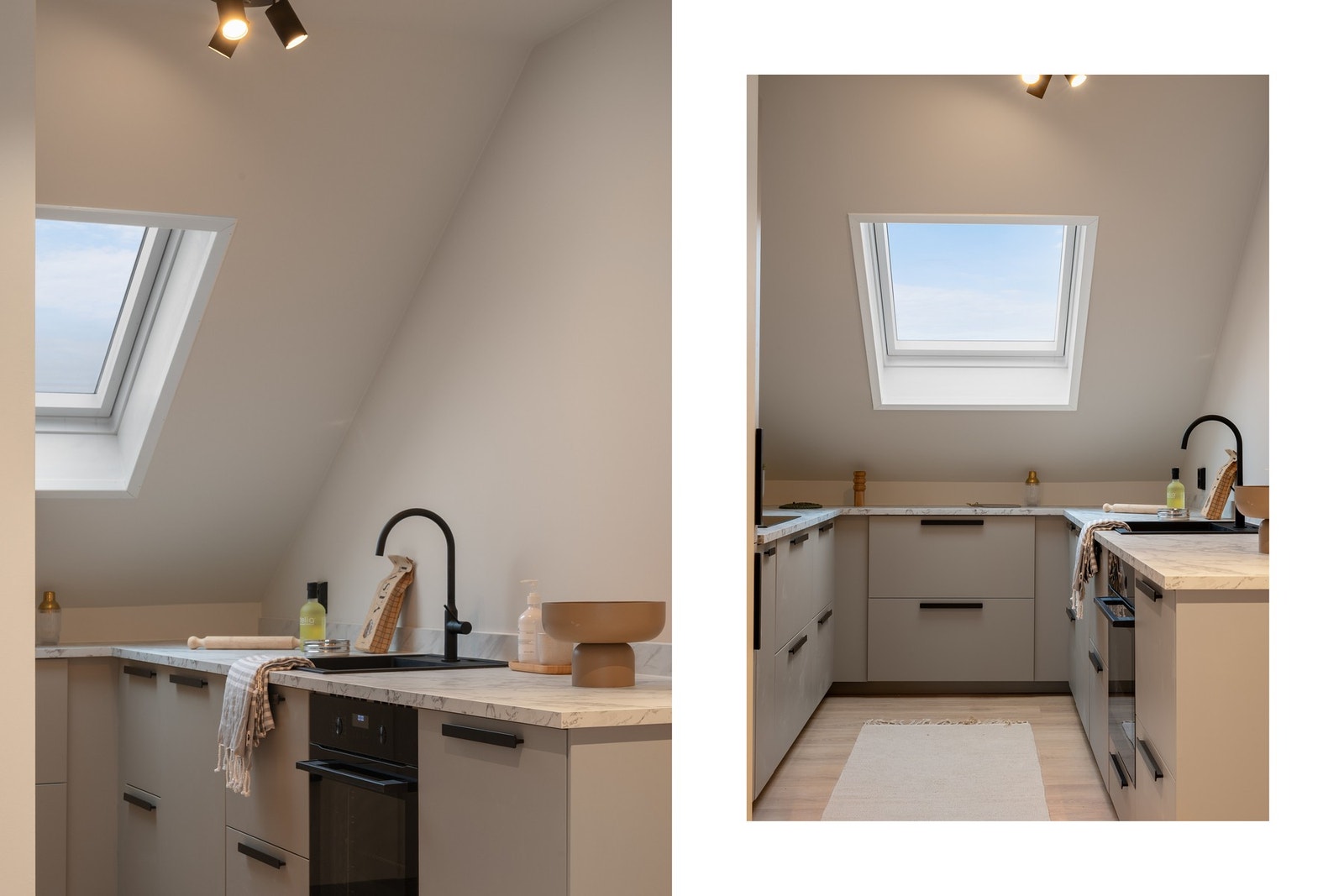 Av integrerte hvitevarer medfølger induksjonsplatetopp, stekeovn, oppvaskmaskin, samt kjøl- og frys Galleribilde