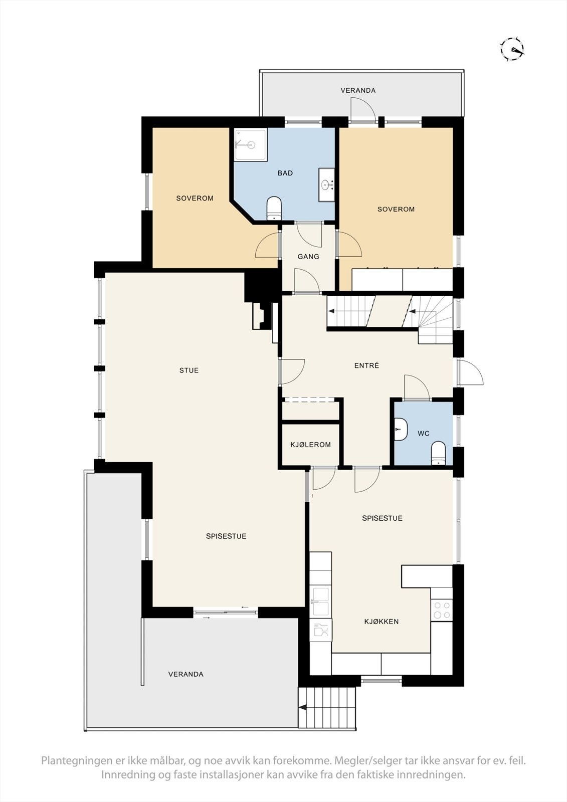 Plantegning 1. etasje våningshus (bnr. 3). Galleribilde