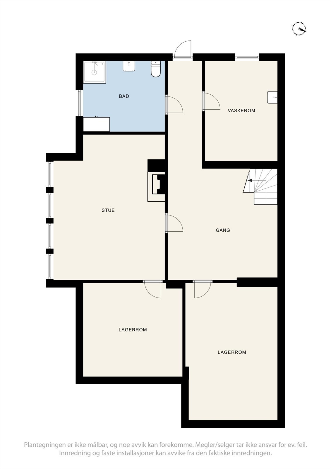 Plantegning kjeller våningshus. Galleribilde