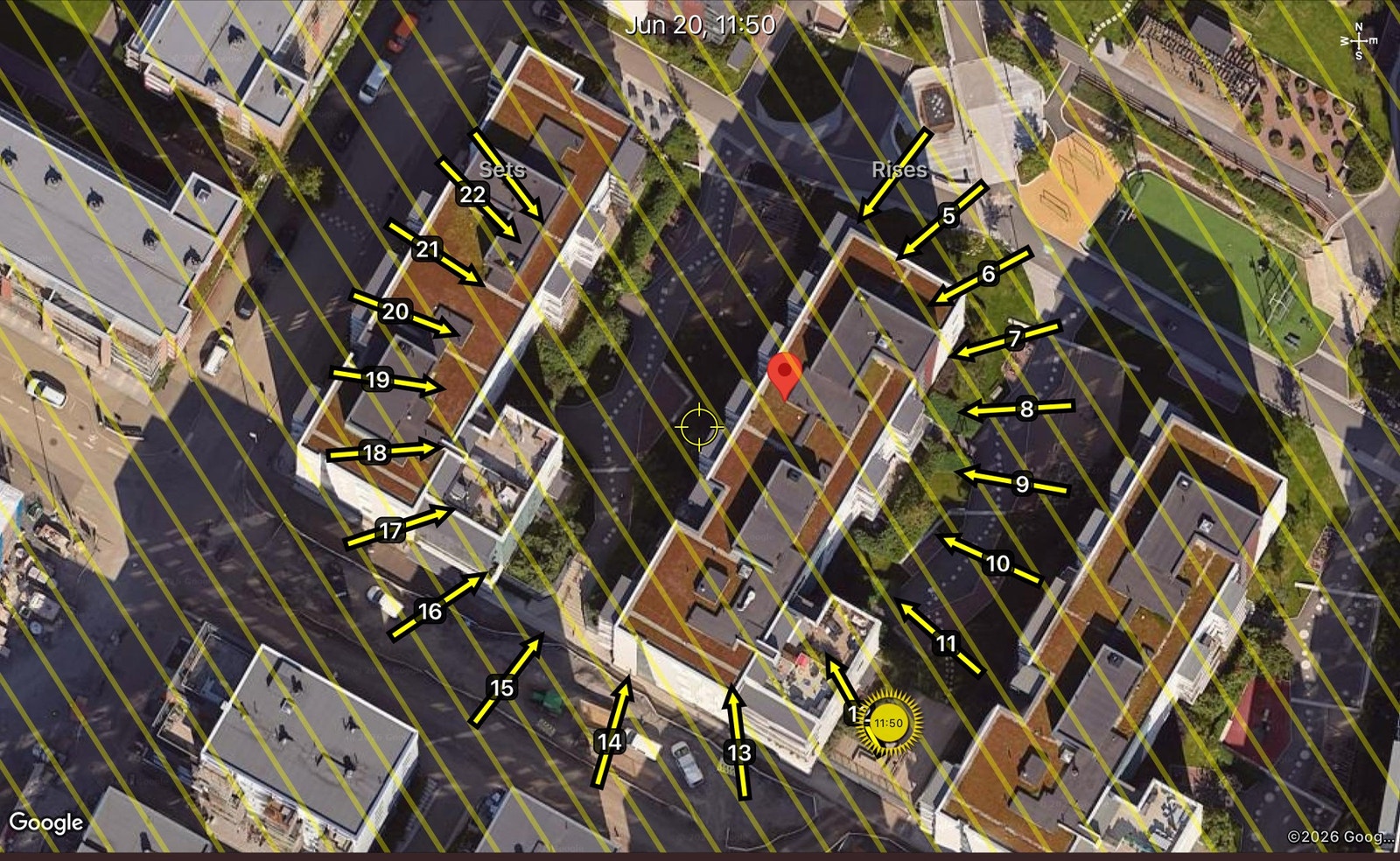 Beskrivelse av solforhold time for time medio juni Galleribilde