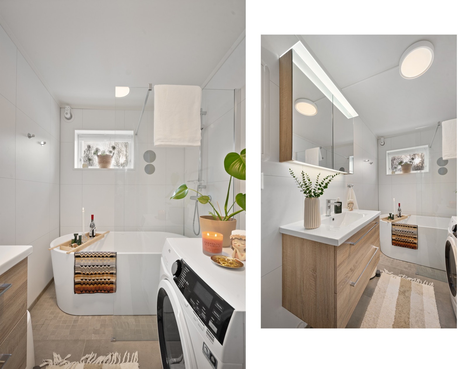 I tillegg inneholder rommet moderne baderomsinnredning, toalett og røropplegg til vaskemaskin Galleribilde