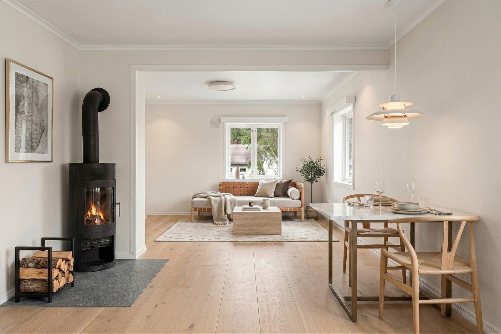 Digital styling av stue. Galleribilde