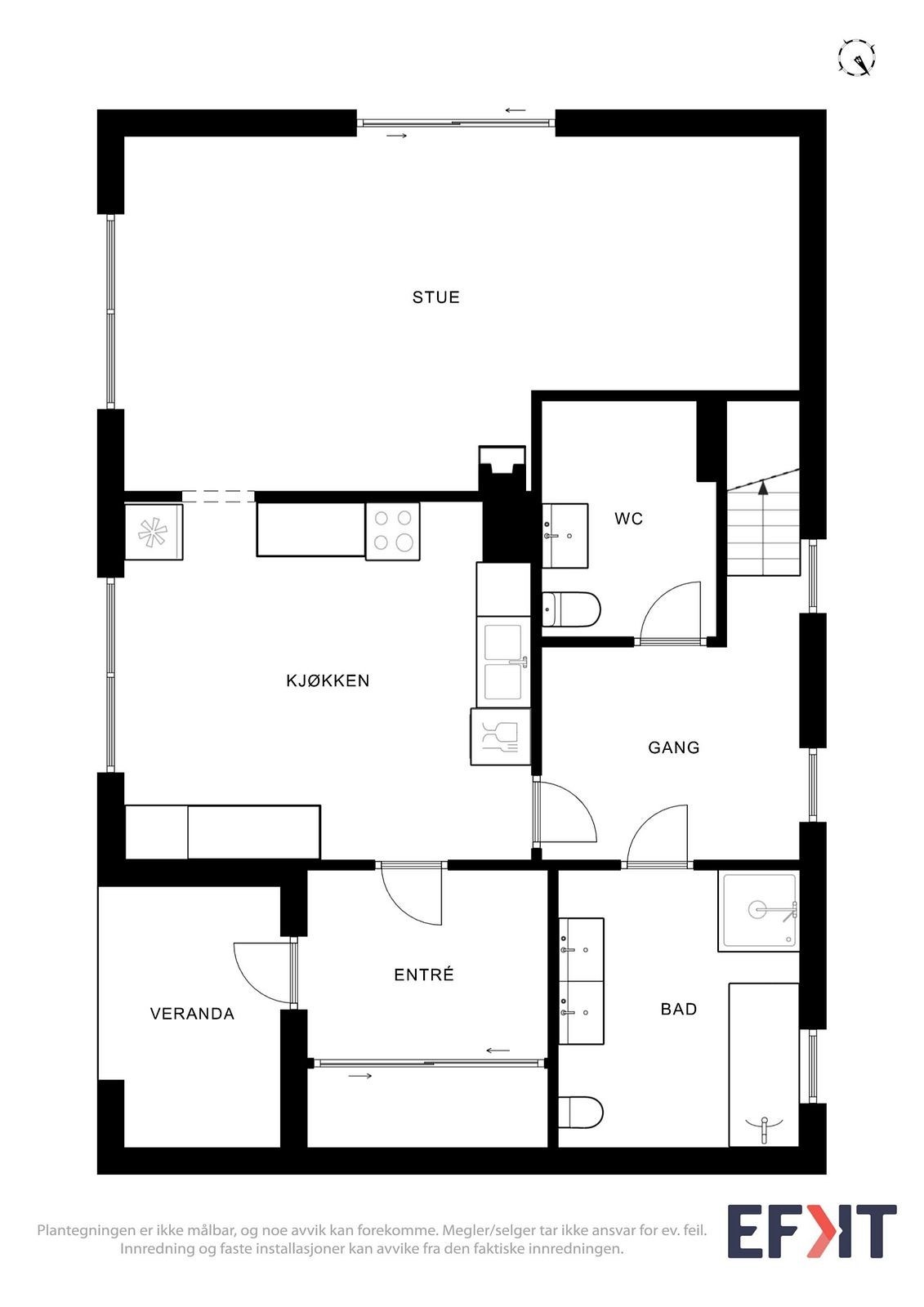 La oss ta en titt på plantegning før vi beveger oss videre i bildene. Boligen har en planløsningen over to etasjer. Planskisse basert på dagens bruk. Punktet må leses i sammenheng med ferdigattest/brukstillatelse i salgsoppgave Galleribilde
