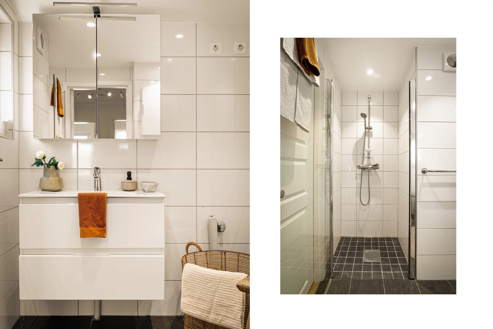 Stilrent og moderne. Gode oppbevaringsmuligheter både i underskap og speilskap. Galleribilde