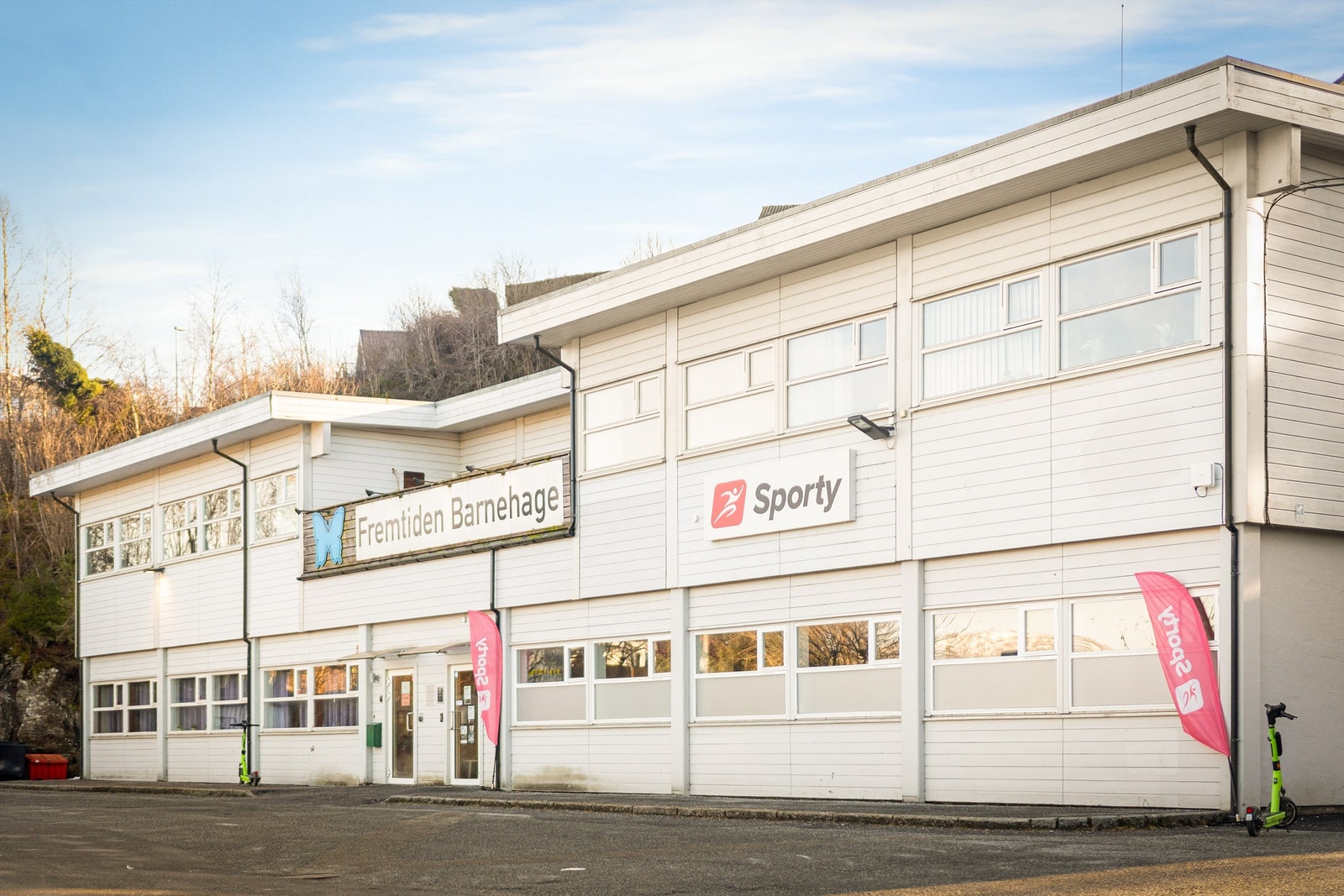 I samme bygg som Fremtiden barnehage ligger også treningssenteret Sporty. Galleribilde
