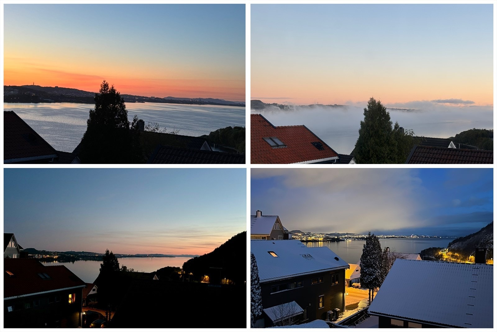 Et vakkert og stemningsfullt skue med flotte farger når solen kommer og går. Galleribilde