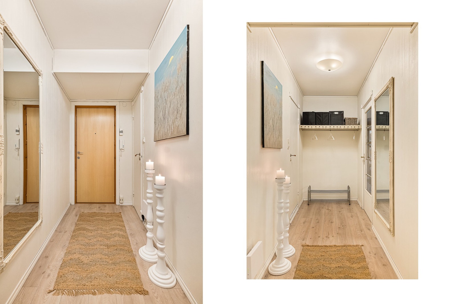 - Man kommer inn i en romslig entré med god plass til skohyller og oppheng i enden av gangen - Galleribilde