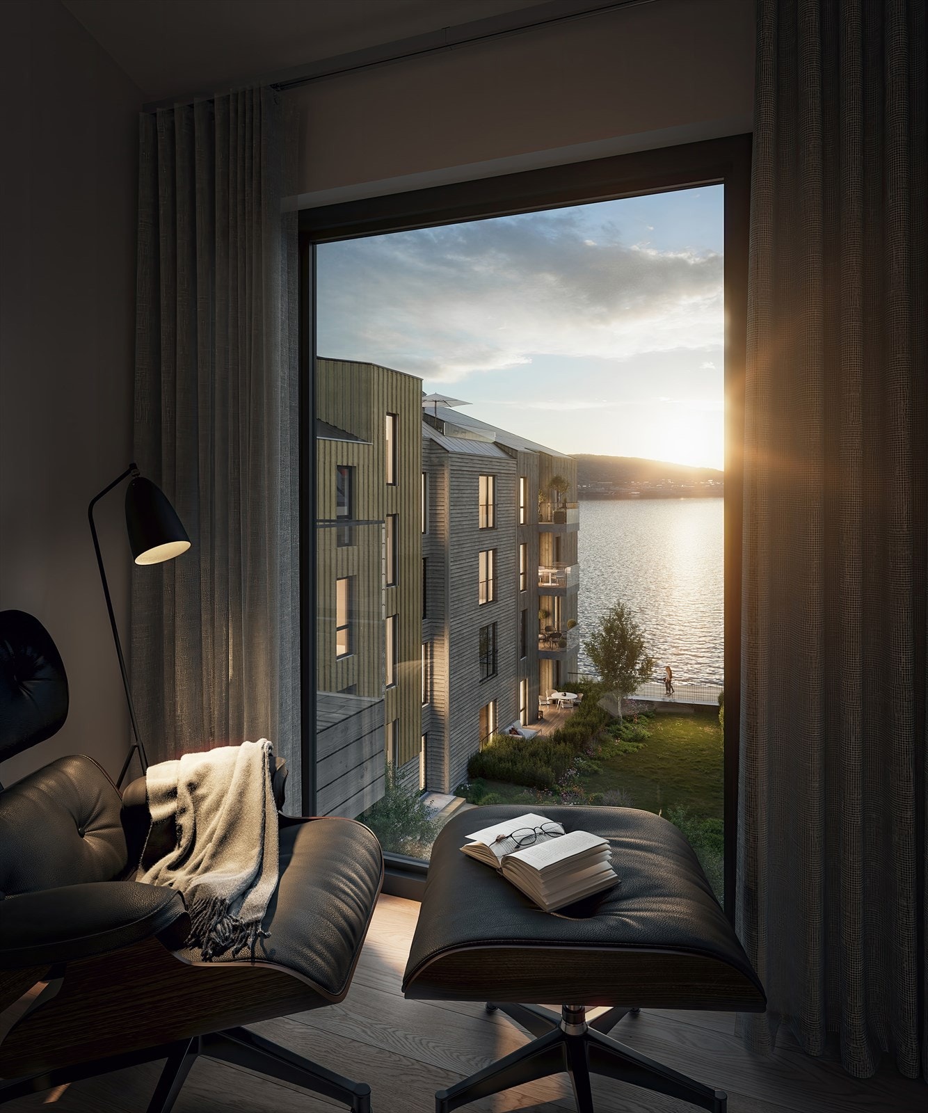 Leiligheten har en flott utsikt ut fra stuen. Finnes det en bedre lesekrok? (Illustrasjon av en leilighet C403) Galleribilde