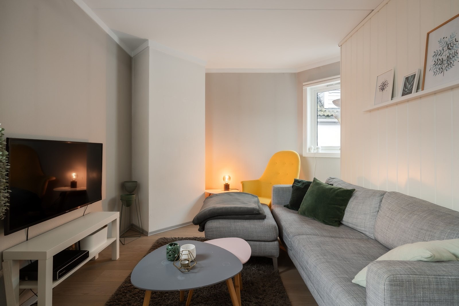 Man kan fjerne vegger til det ekstra soverommet for å få større stue. Galleribilde