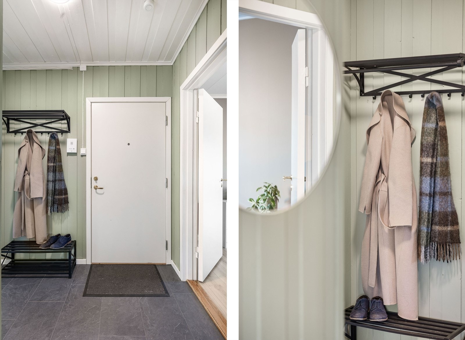 Entréen byr på mulighet for oppheng av yttertøy og oppbevaring av sko. Velkommen inn! Galleribilde