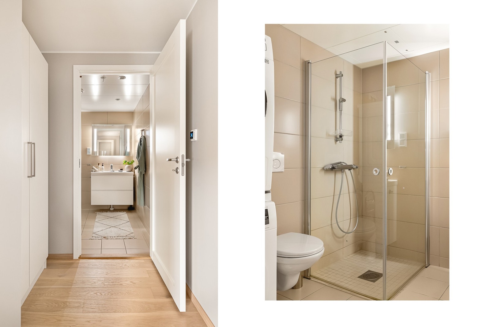 - Moderne helfliset bad med vannbåren gulvvarme - Galleribilde