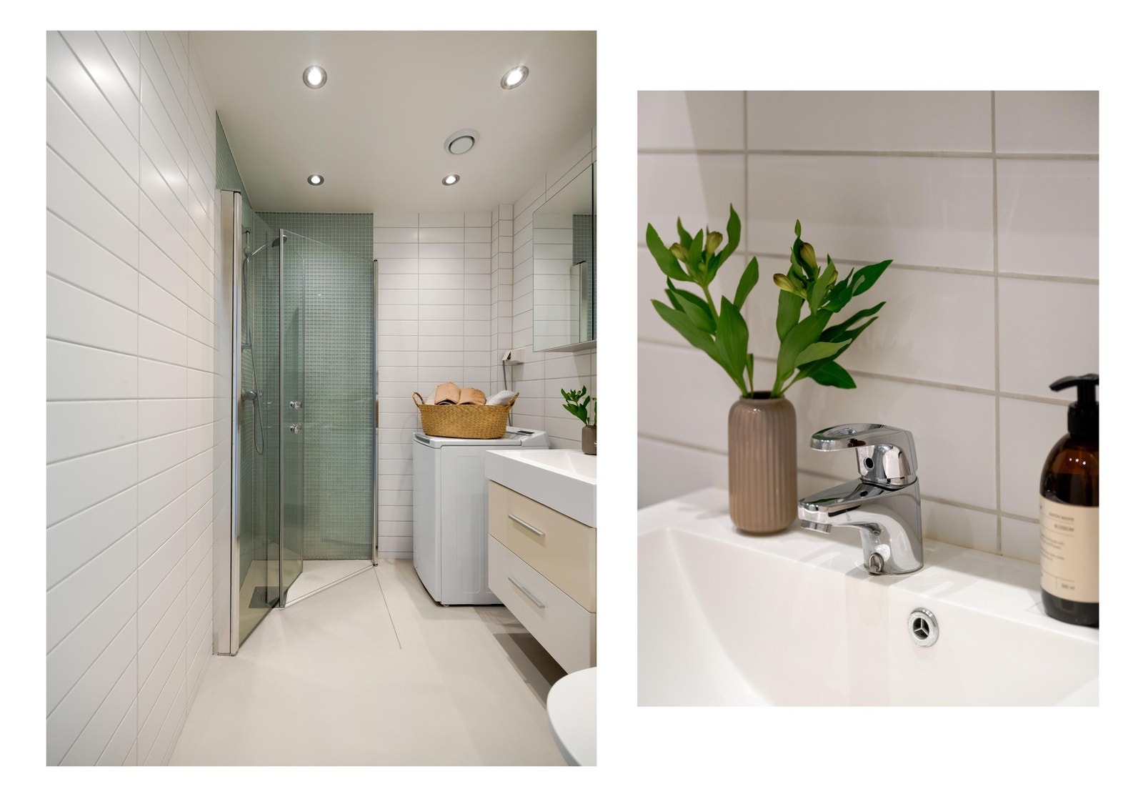 Bad får du også! Badet er delikat, belagt med mikrosement på gulv og fliser på vegger. Mikrosement ble lagt i 2026, og er i en dus og behagelig nyanse. Badet er ellers fra 2012. Galleribilde