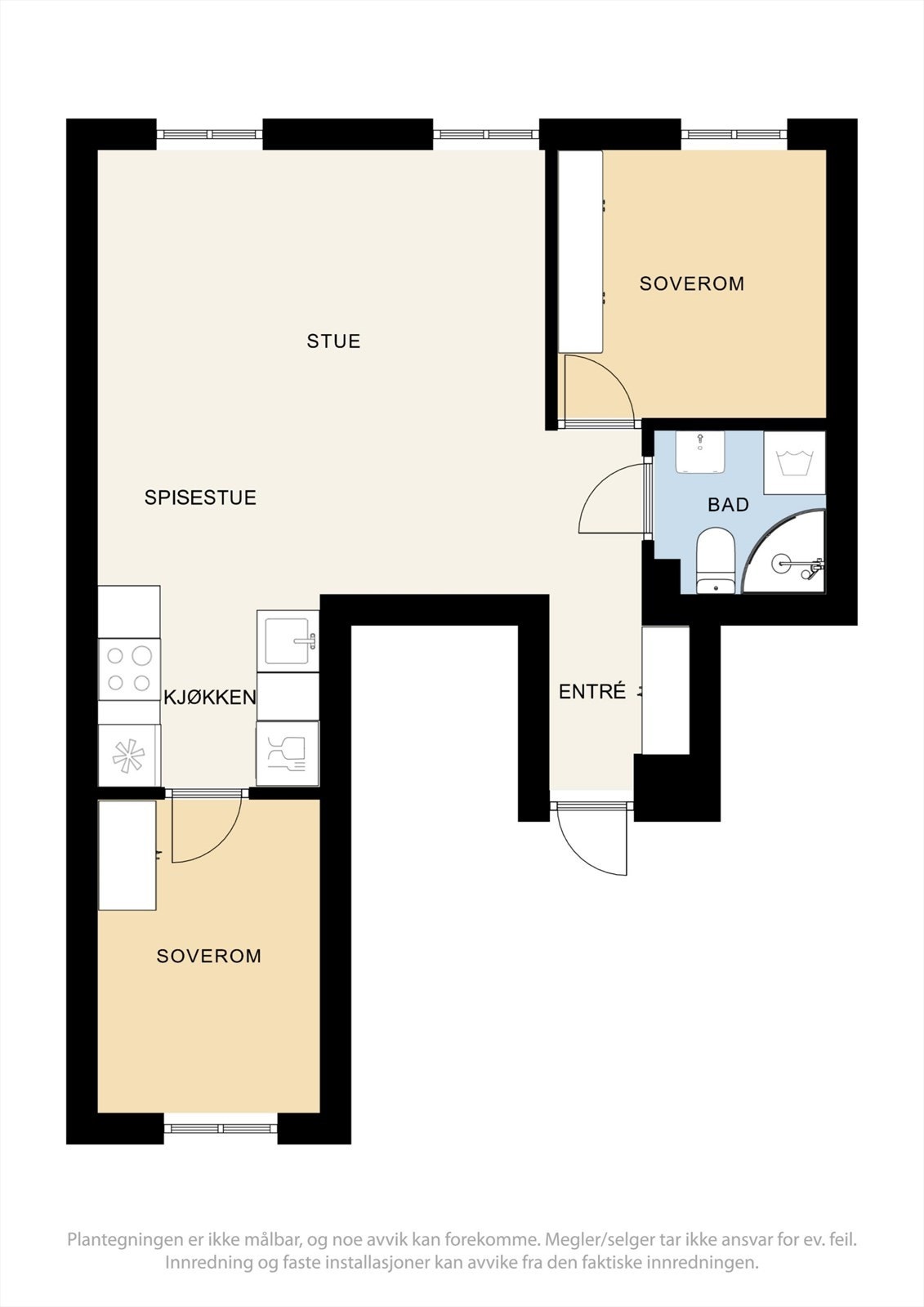 Plantegning - Arealeffektiv planløsning Galleribilde
