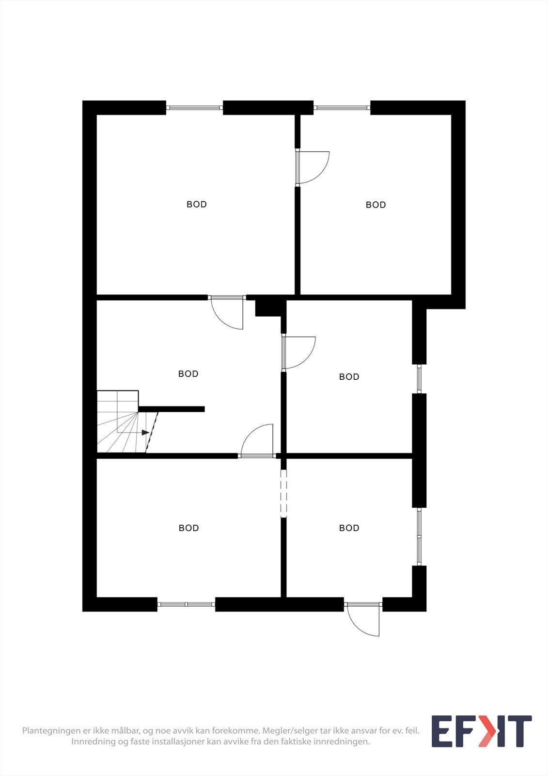 Kjelleren byr på et svært godt lagringspotensial med hele fem boder og en separat utgang. Galleribilde