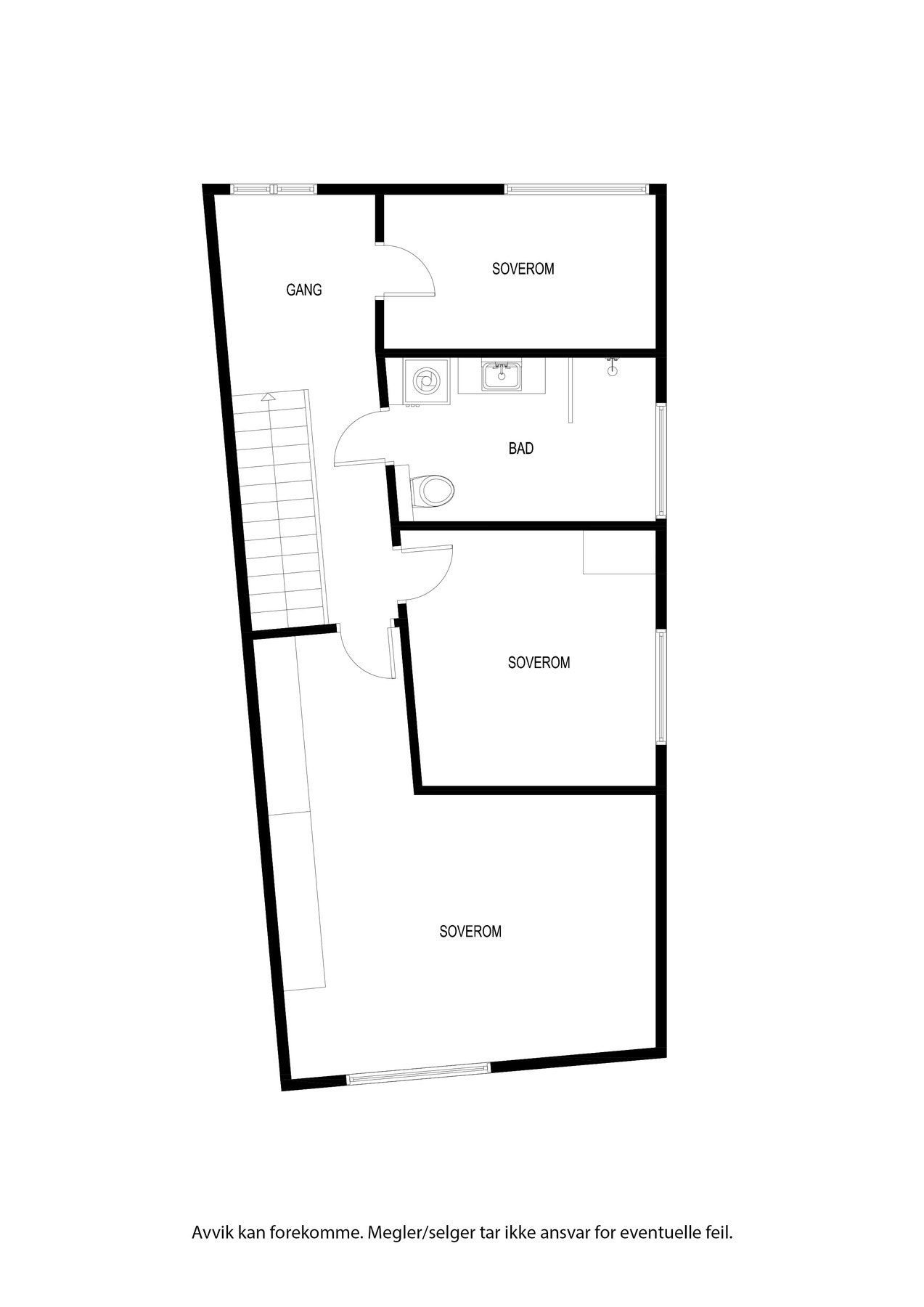 Plantegning 3 etg. Kan avike fra faktiske forhold. Galleribilde