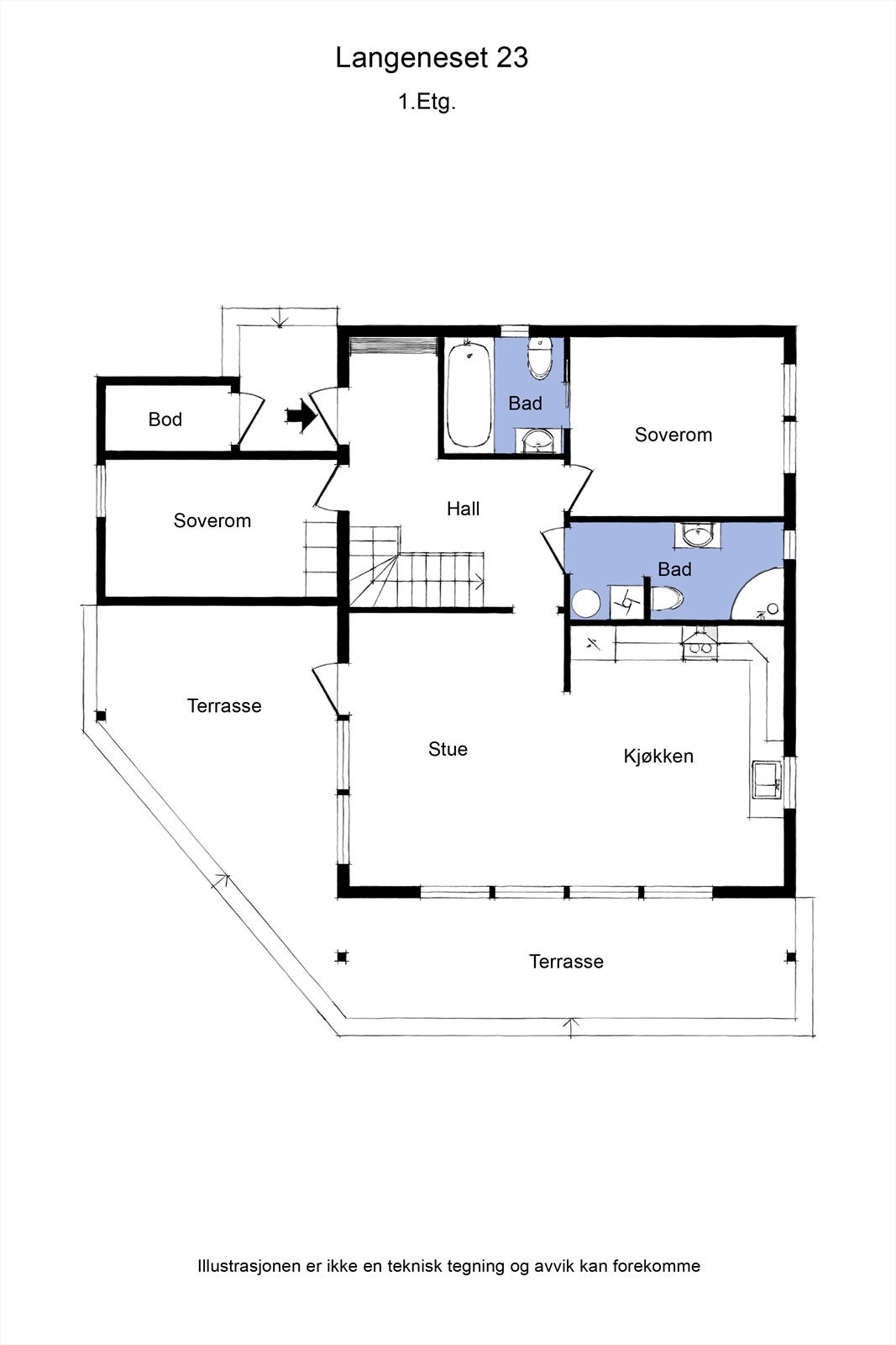 Plantegning hovedetasje. Galleribilde