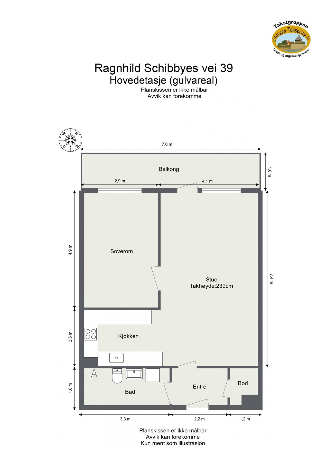 Plantegning med mål. Galleribilde