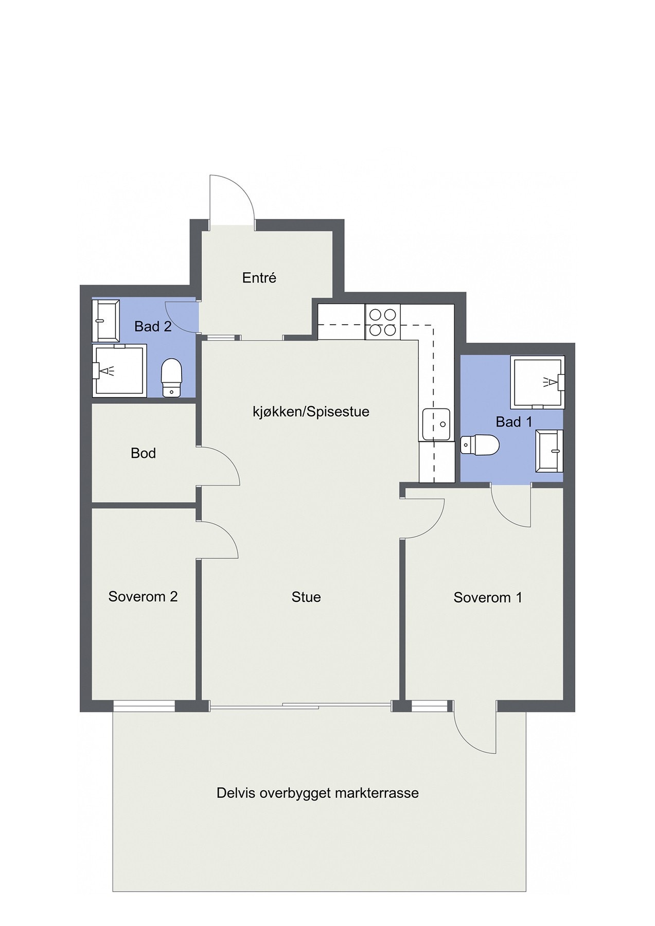 Leiligheten ligger i 1. etasje. Galleribilde