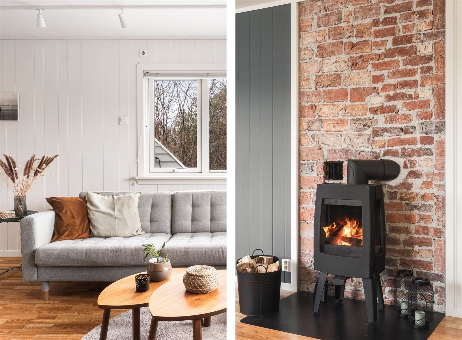 På kalde kvelder varmer ildstedet i stuen godt Galleribilde