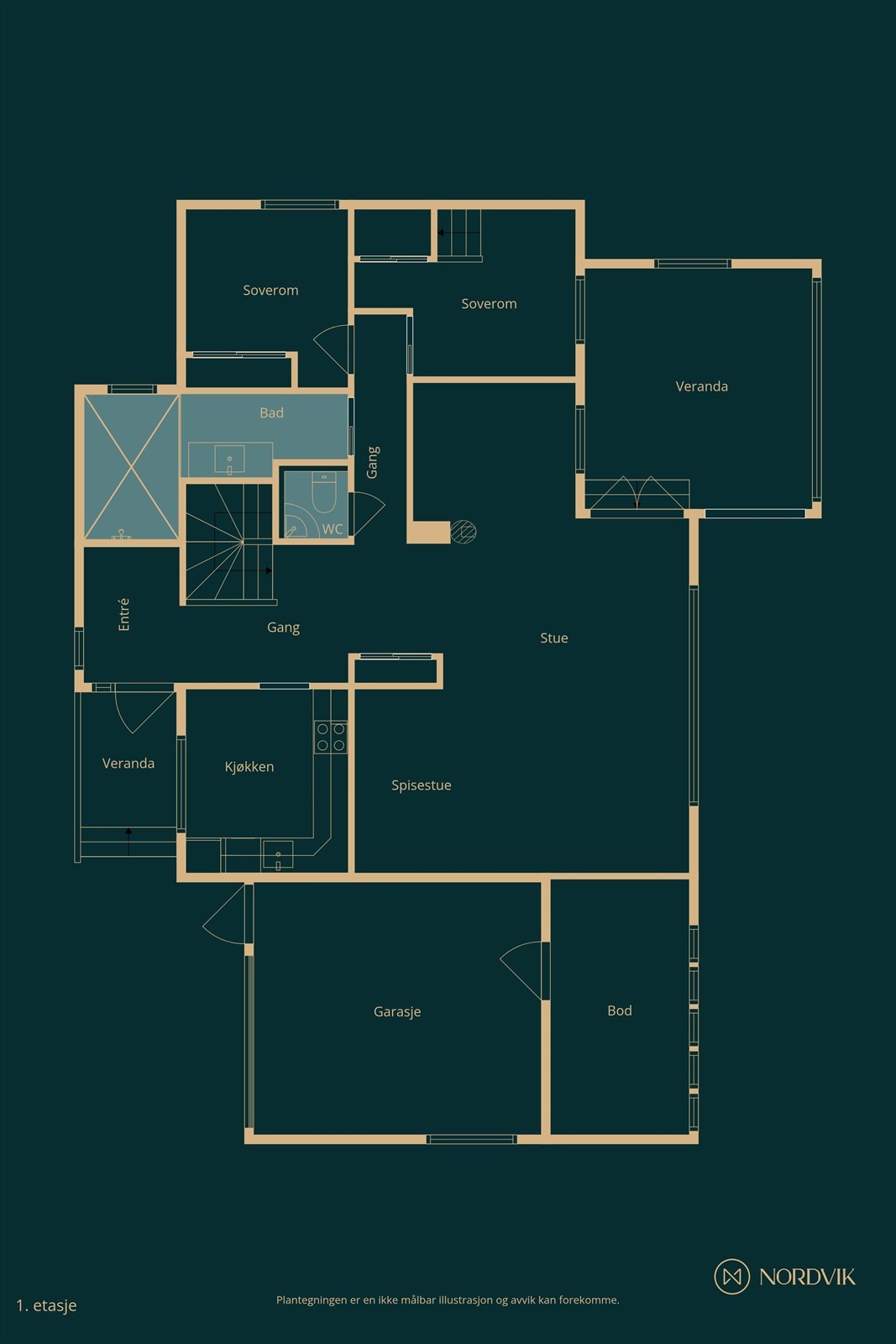 Plantegning 1. etasje Galleribilde