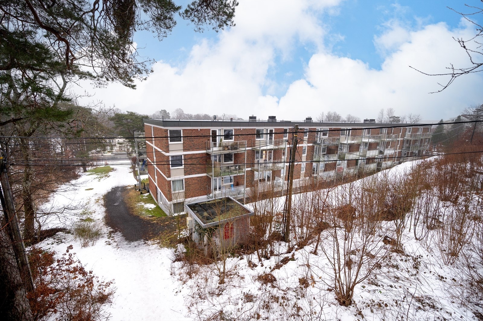 Boligen ligger på byggets rolige side, vendt mot natur Galleribilde