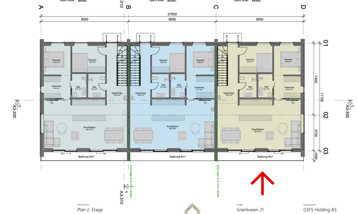 Arkitektens Tegninger 2.Etasje (Enheten til høyre) Galleribilde