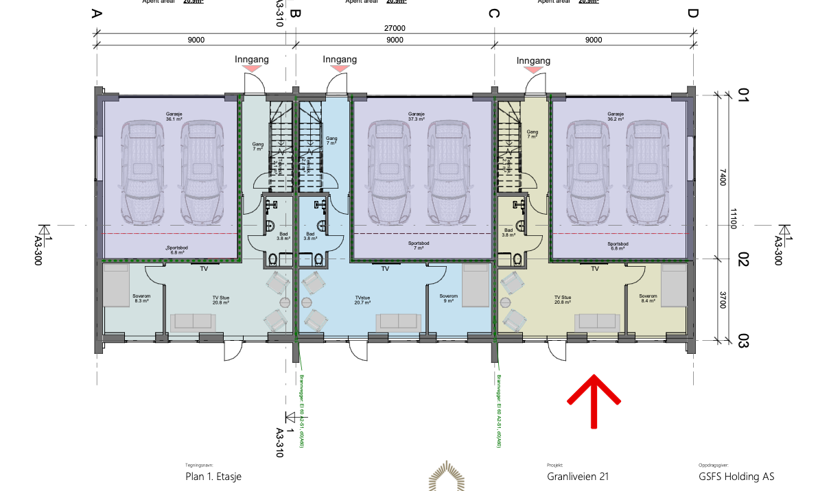 Arkitektens Tegninger 1.Etasje (Enheten til høyre) Galleribilde