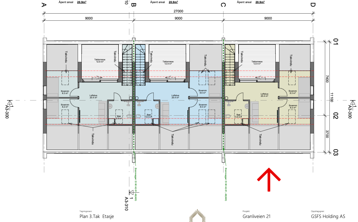 Arkitektens Tegninger 3.Etasje (Enheten til høyre) Galleribilde