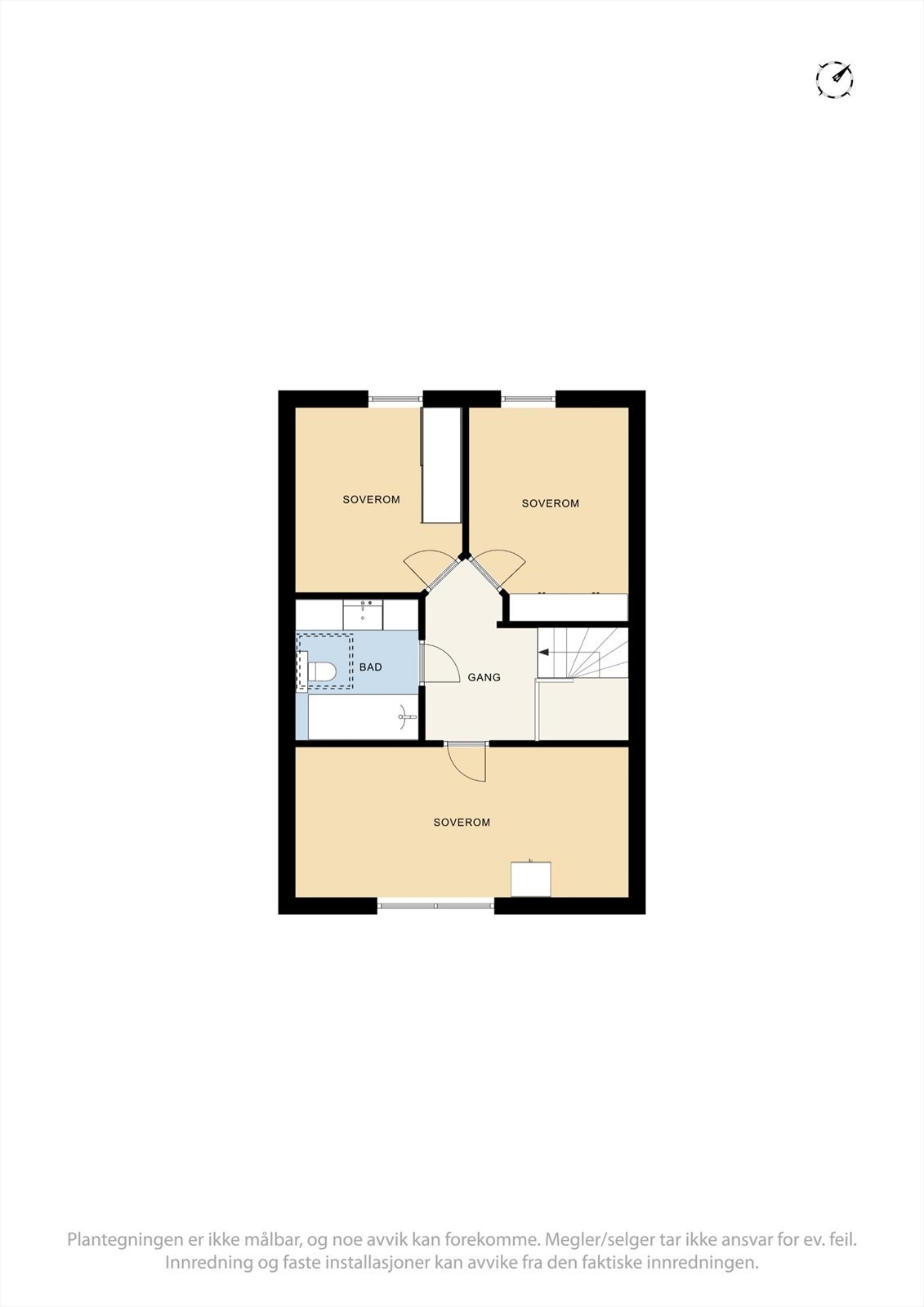 2. etasje inneholder tre gode soverom samlet rundt bad og gang. Bilder følger Galleribilde