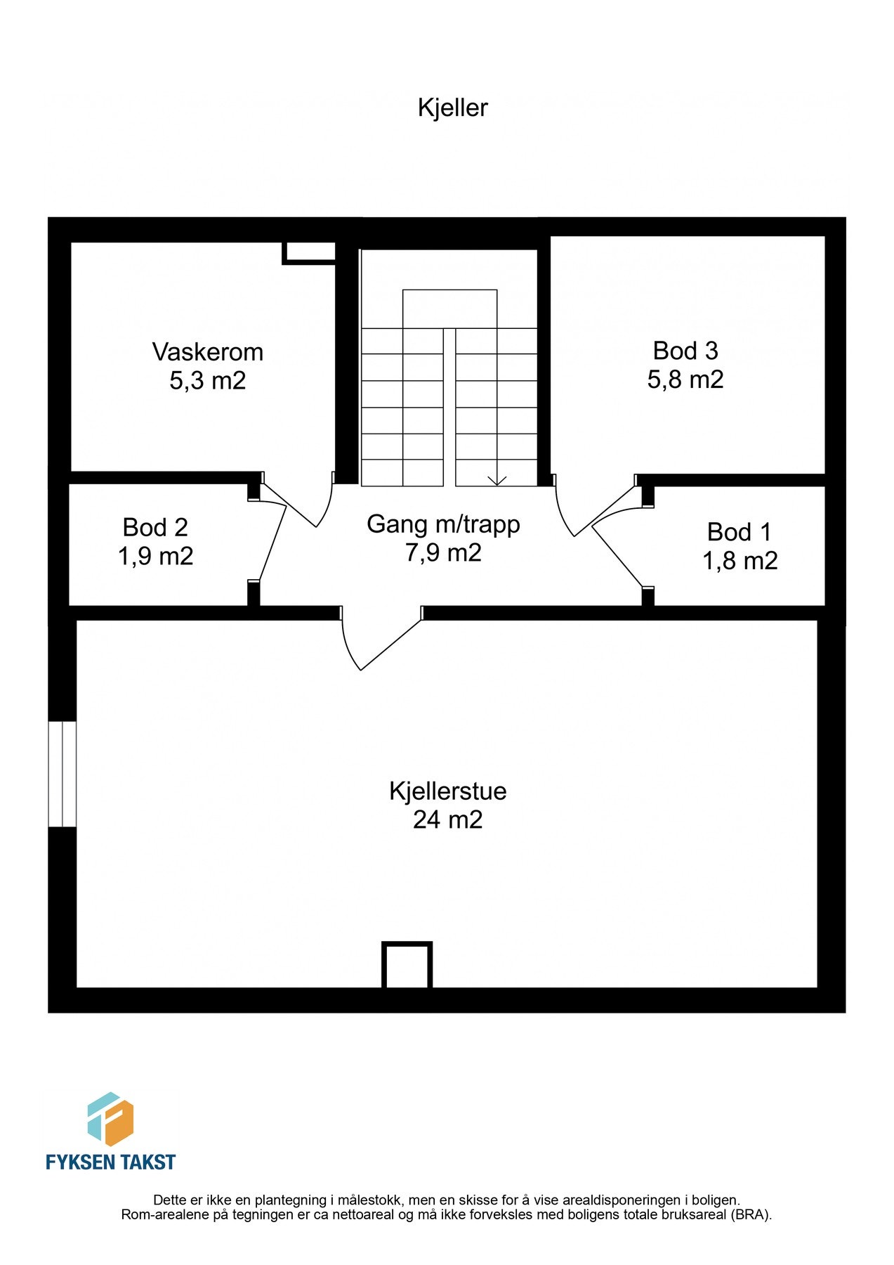 Planskisse kjelleretasje. Galleribilde