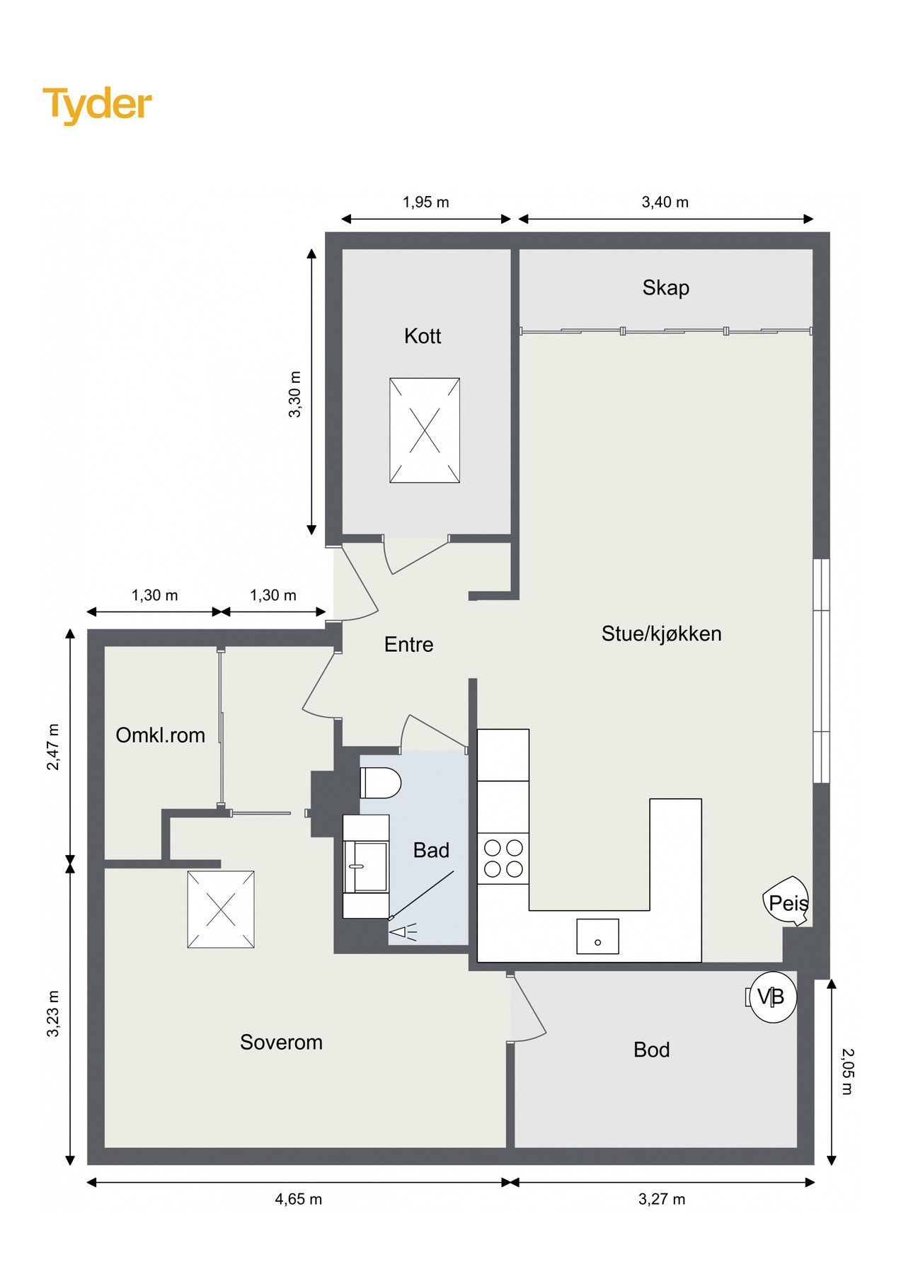 Plantegning, loftsetasje. Galleribilde