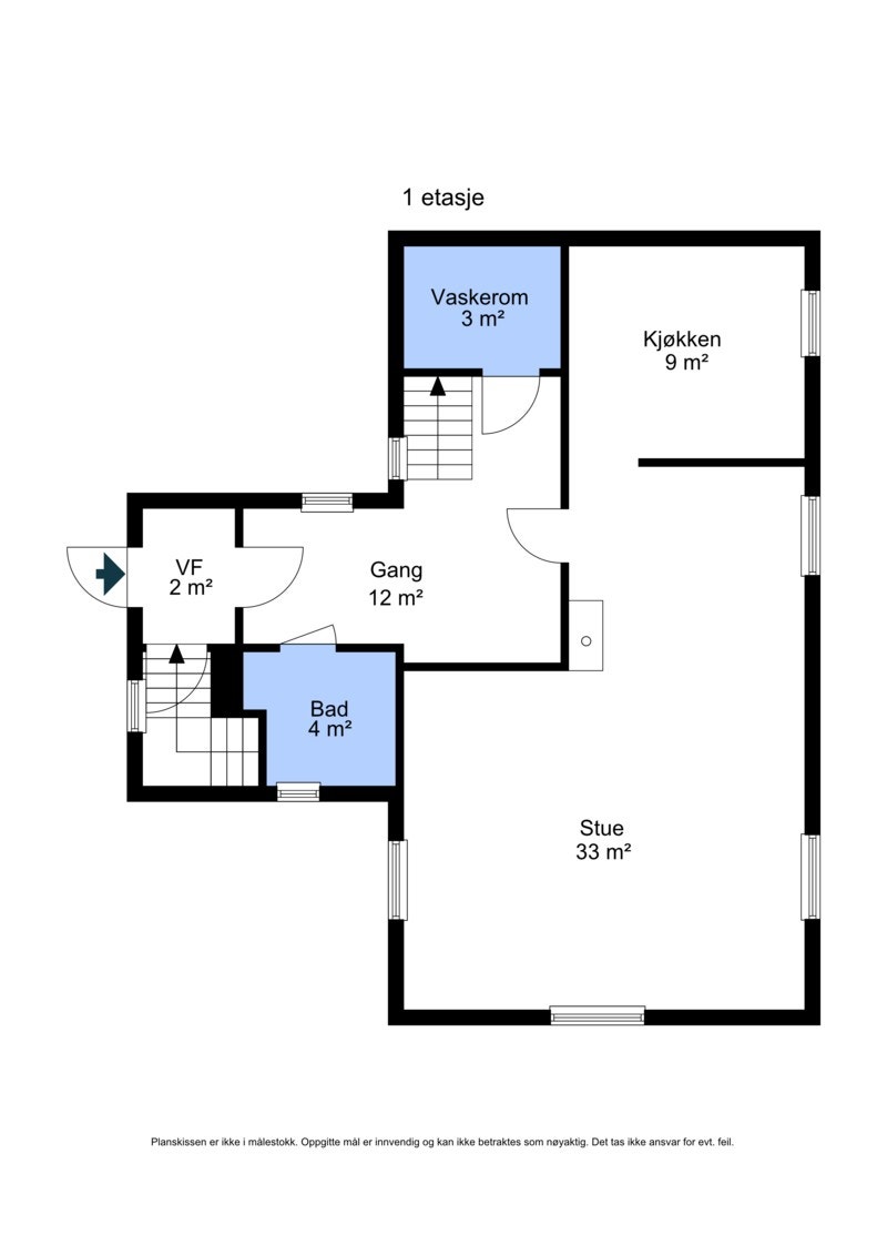 Skissert plantegning 1. etasje. Galleribilde
