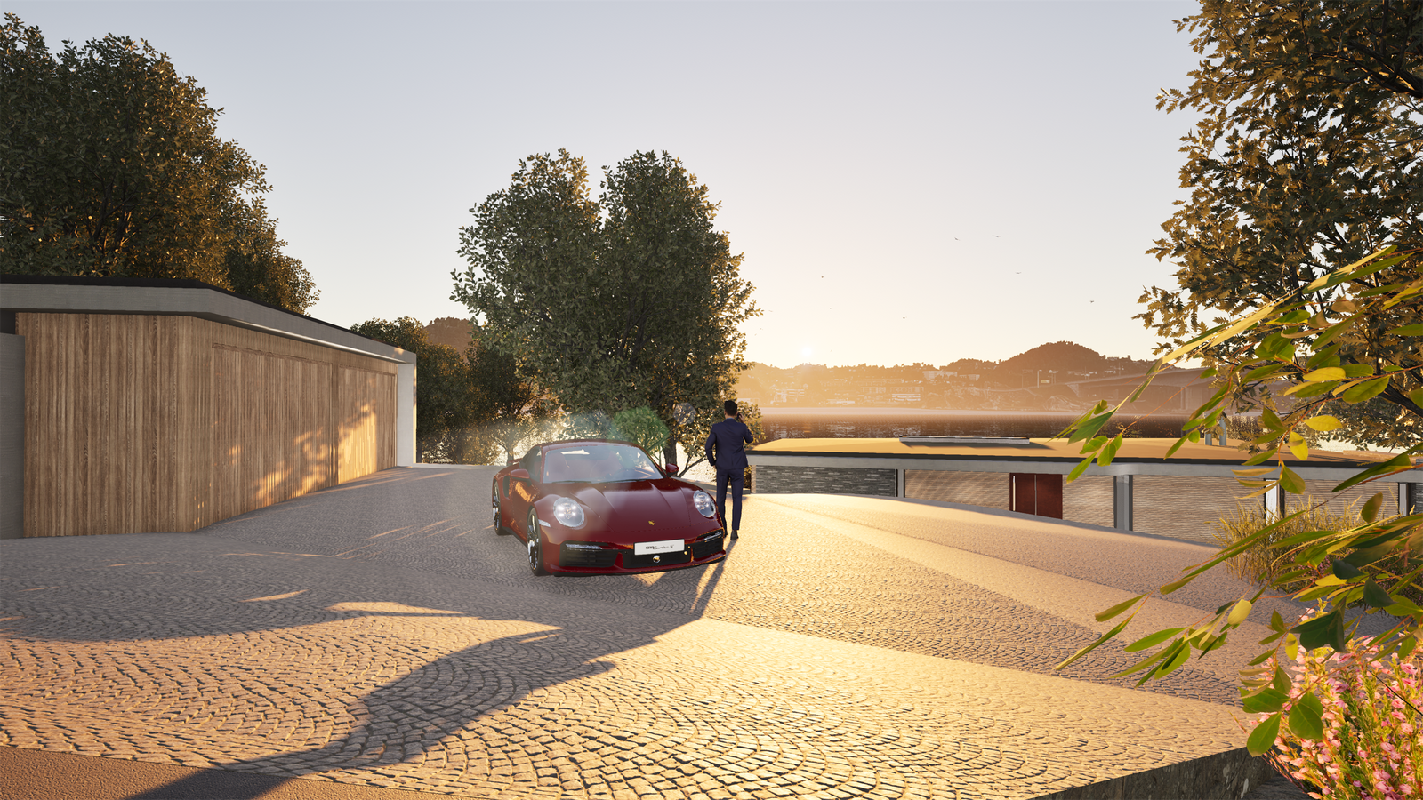 Dobbel garasje rett ovenfor huset. Galleribilde