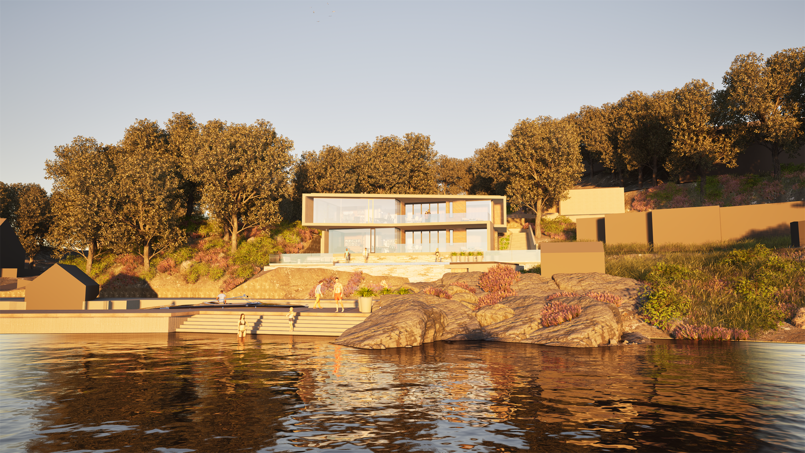 Egen badeplass fra bryggen og svaberg er mulig. Galleribilde