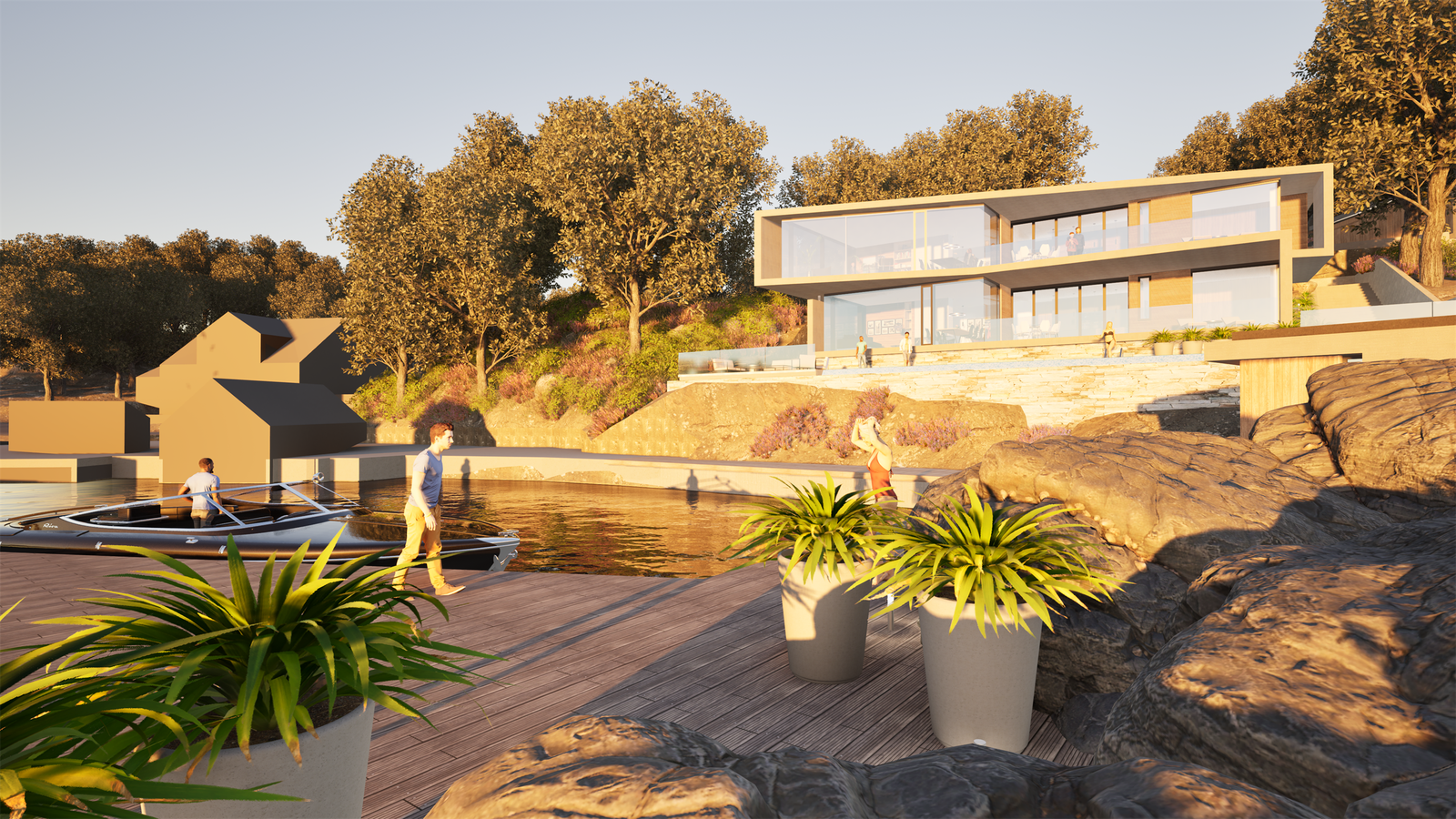 Egen molo og lun havn. Bryggeanlegg og badeplass. Galleribilde