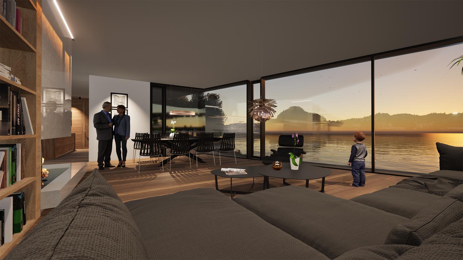 Fra stue mot kjøkken. Galleribilde