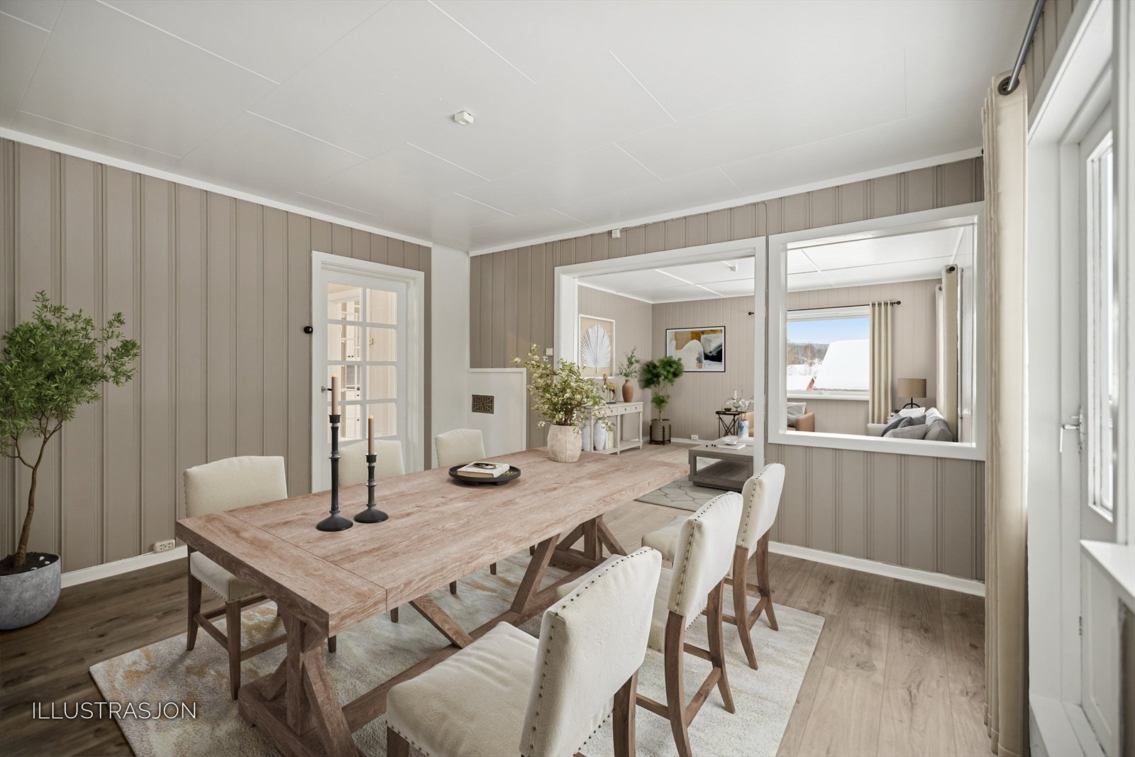 Her ser du et forslag til hvordan spisestuen kan innredes. Galleribilde