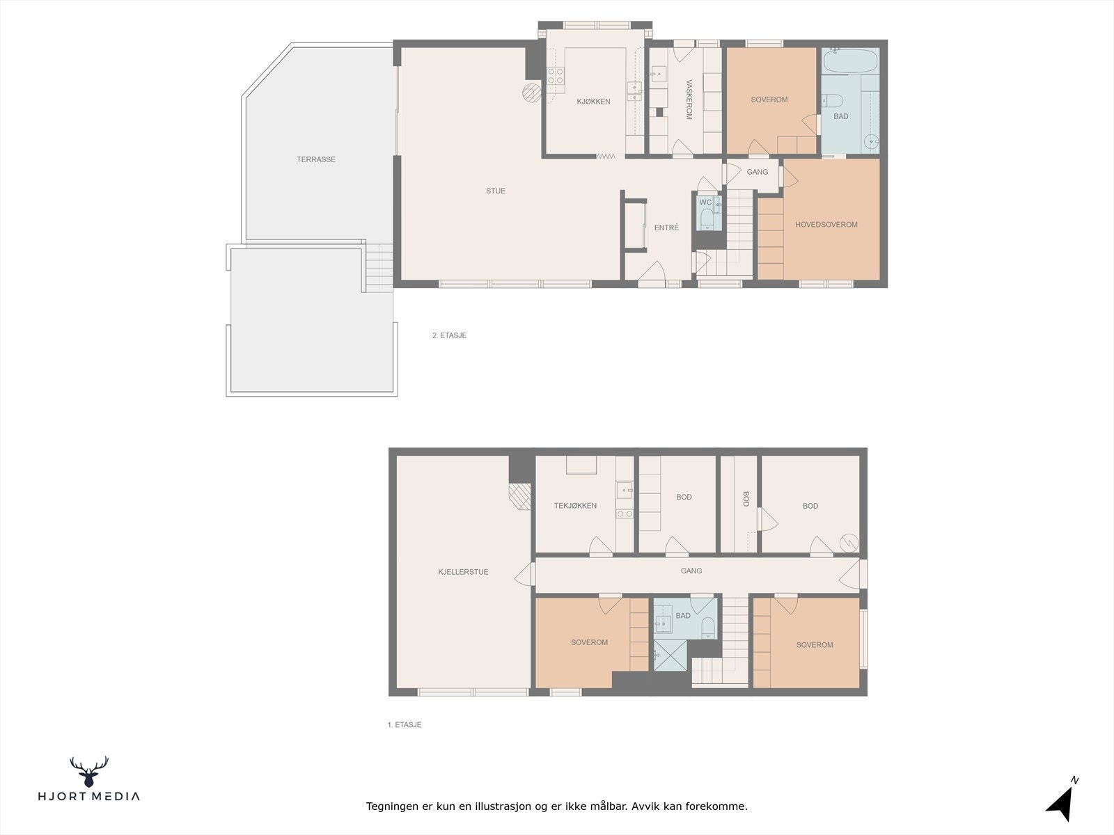 Plantegning for begge etg. Galleribilde