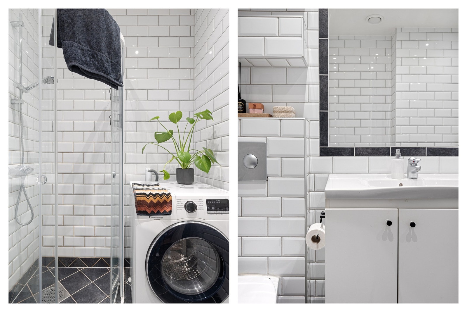 En av de få leiligheten med opplegg, og plass til vaskemaskin på bad. Galleribilde