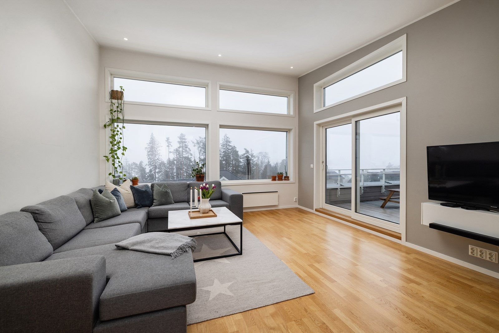 Store vindusflater og en takhøyde på opptil 3,45 meter fyller rommet med lys. Galleribilde