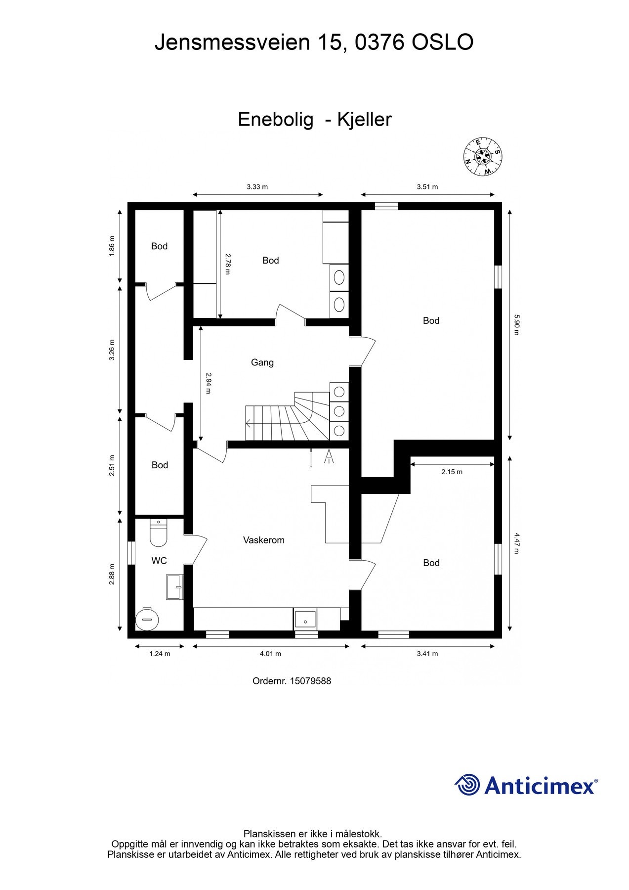 Plantegning kjeller. BRA-i: 95m2. Galleribilde