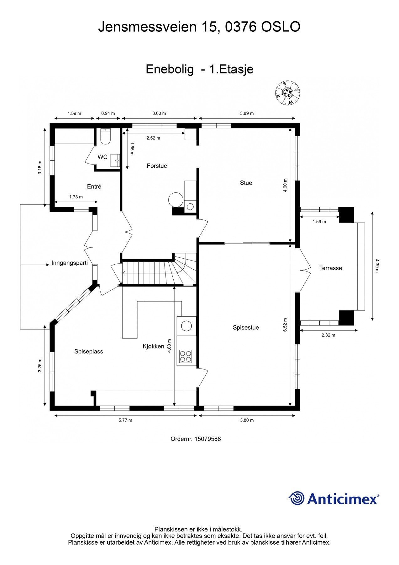 Plantegning 1. etasje. BRA-i:105m². Galleribilde
