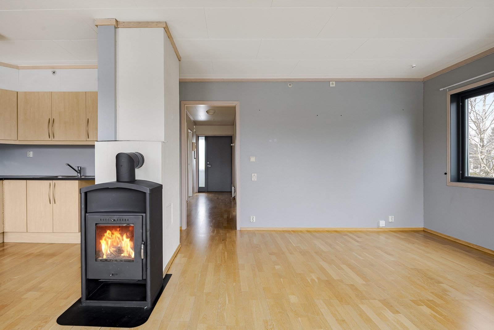 Vedovn gir effektiv oppvarming og skaper en lun atmosfære. Galleribilde